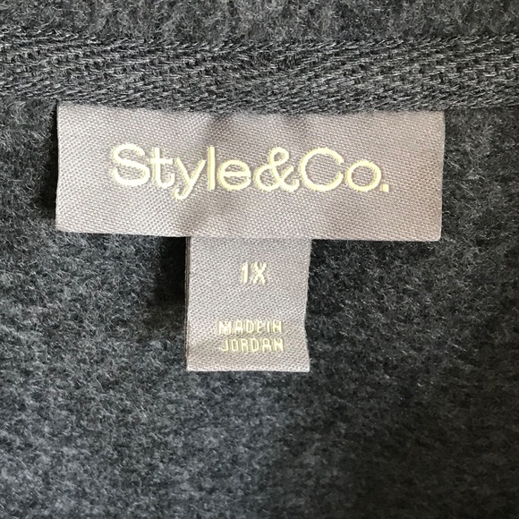 STYLE & CO Fleece Full Zip Front Jacket Coat NWT Gray Women’s Plus Size 1X - Picture 7 of 16